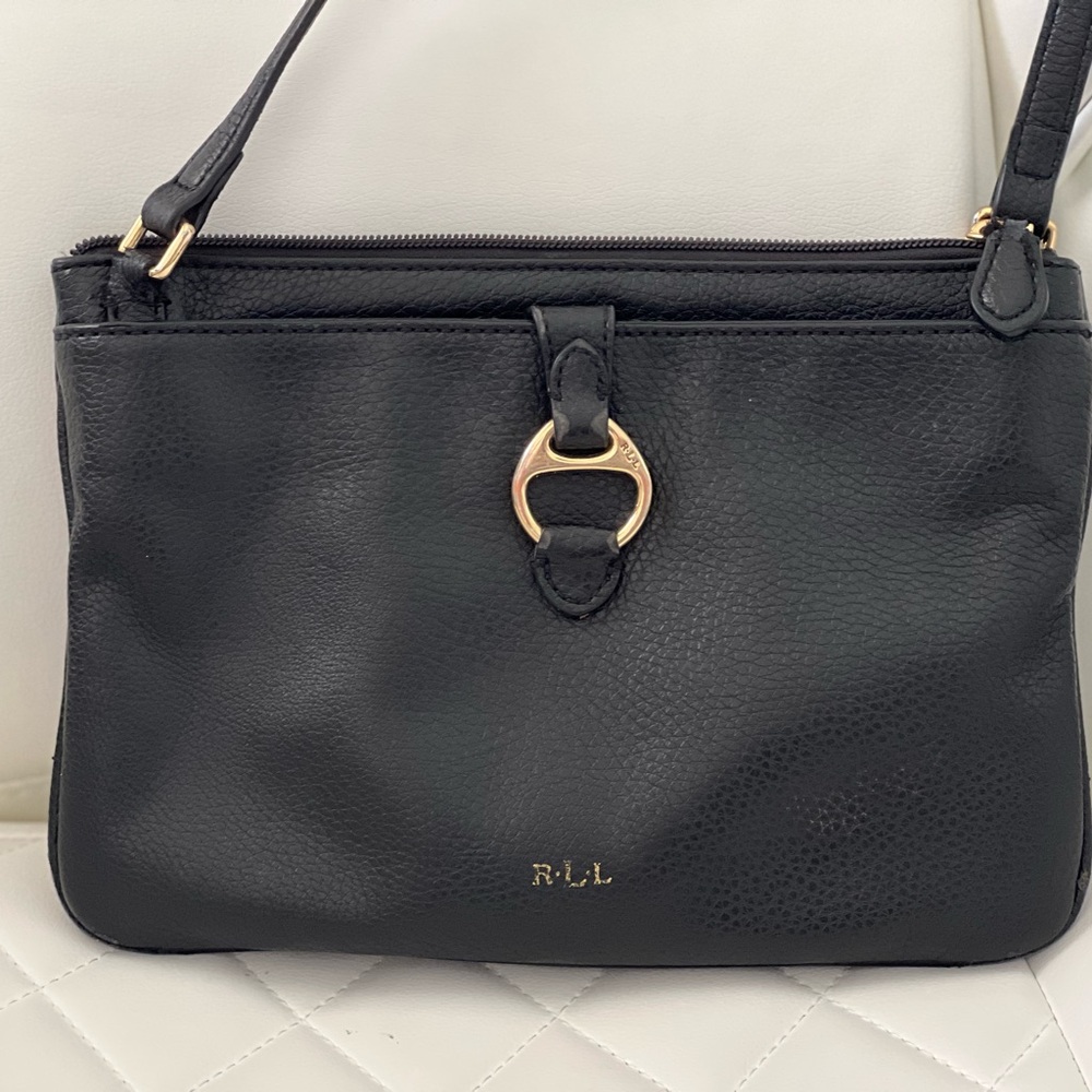 Lauren Ralph Lauren Anfield II Crossbody Handbag Black Vegan Leather